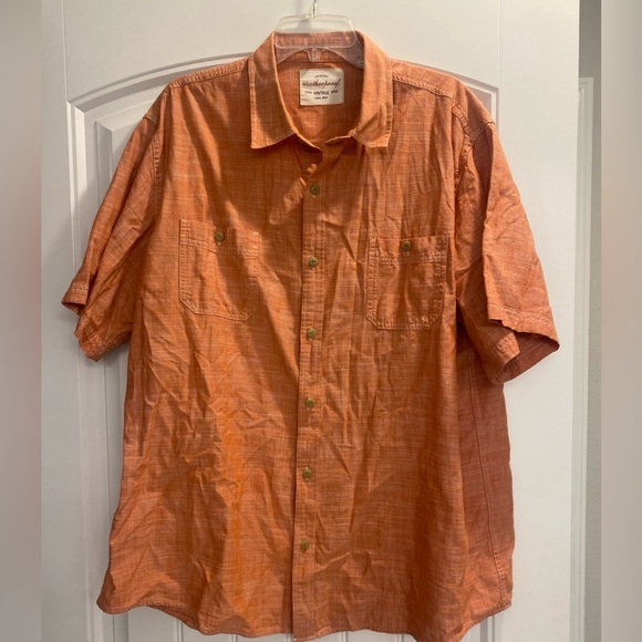 XXL WEATHERPROOF vintage orange short sleeve button down men's shirt 100% cotton - Picture 1 of 8